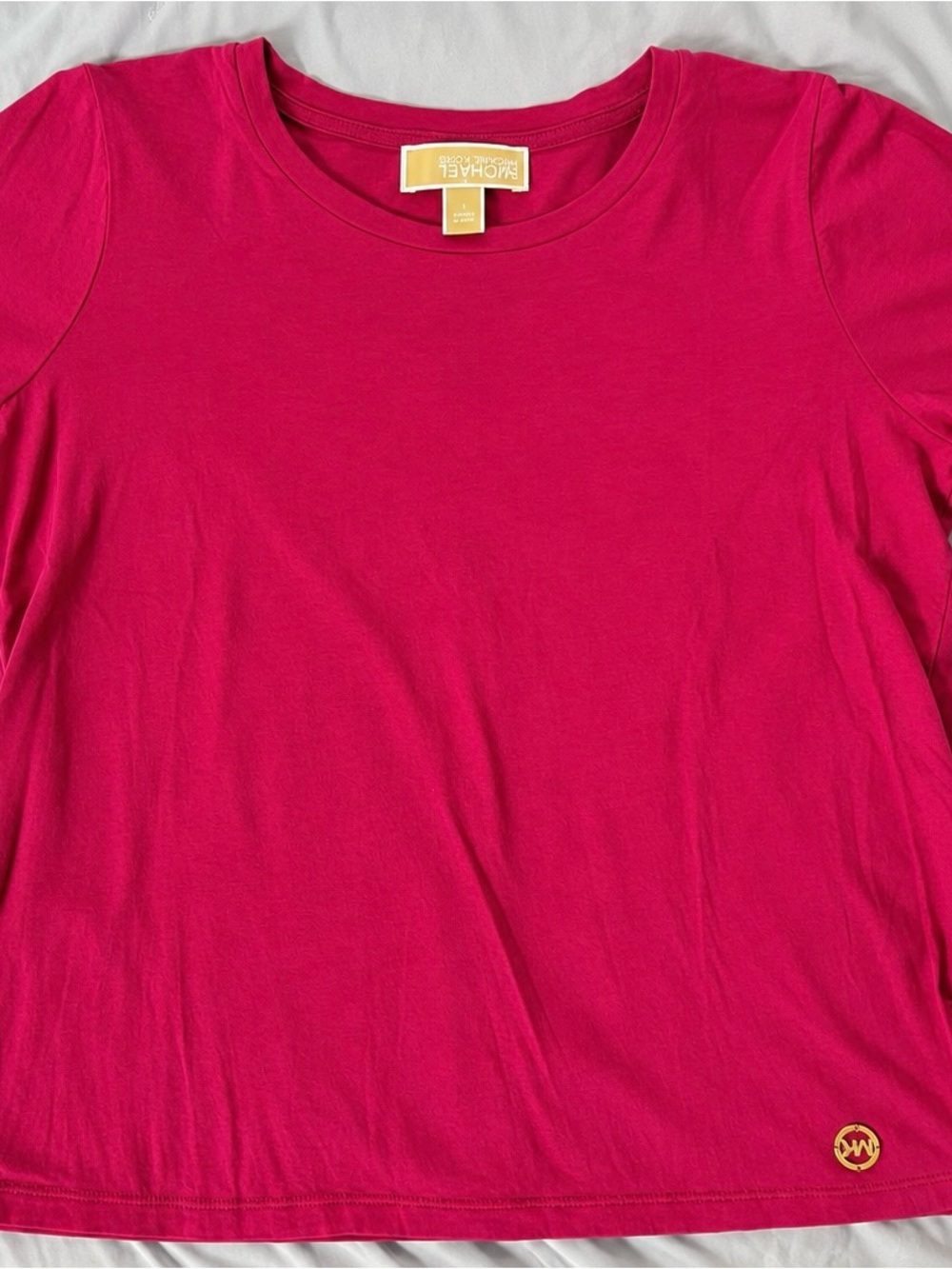 Michael Kors Raspberry (Deep Fuchsia) Ruffle Short-Sleeve Tee - Picture 7 of 8